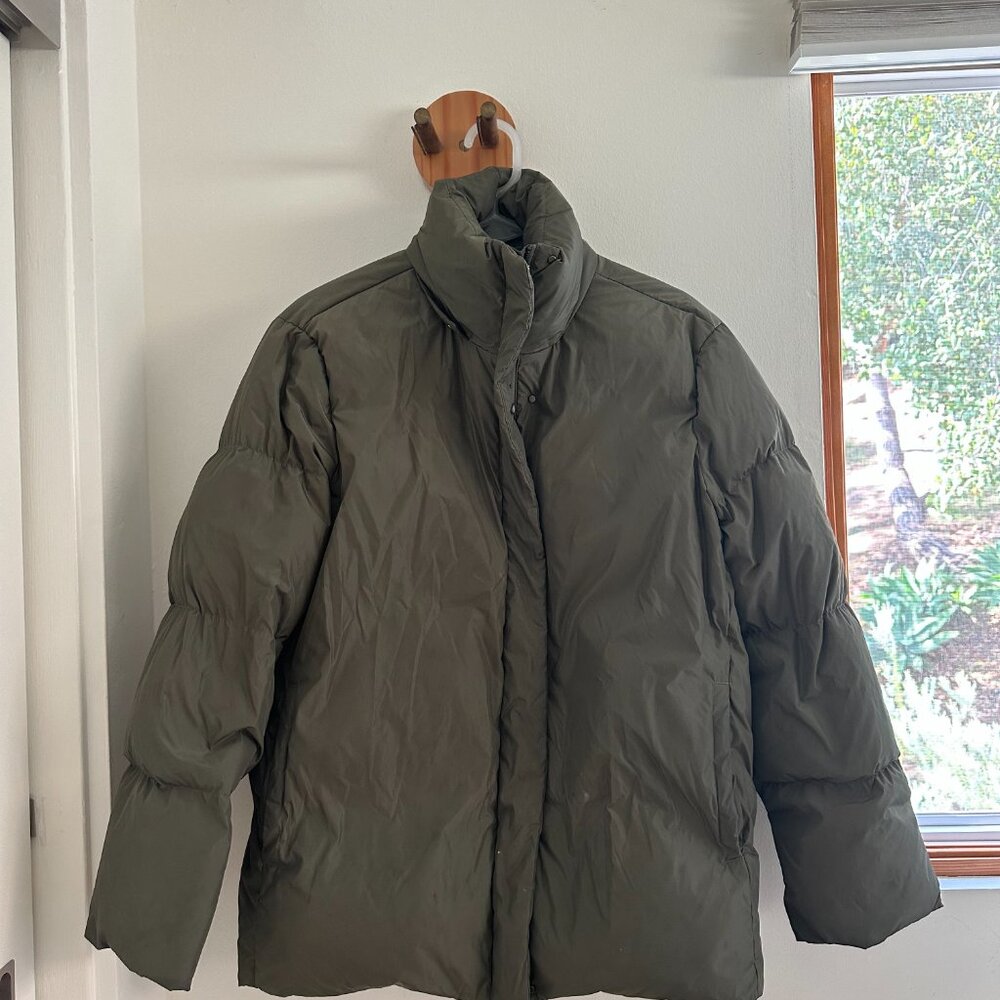 Jenni Kayne Oversized Sage Green Puffer Jacket with Hood